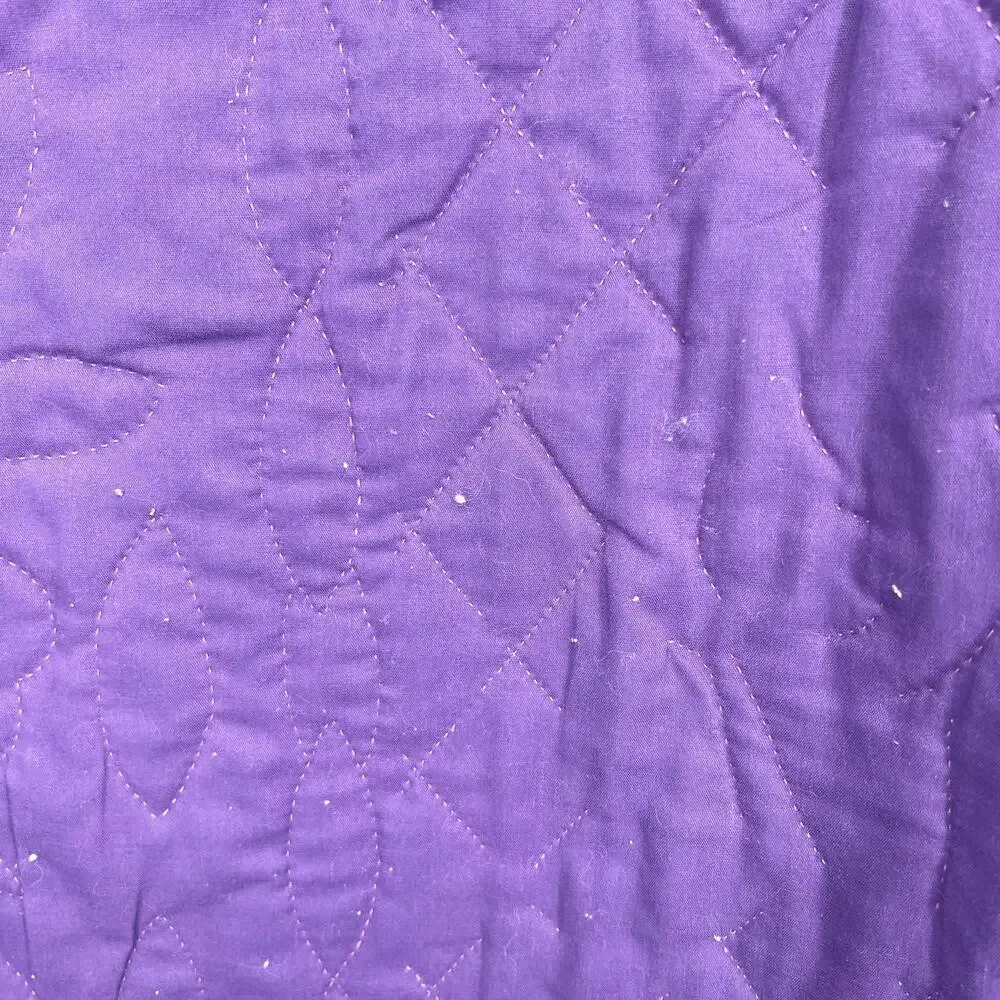 Vintage Hand Made Quilt Old Testament Embroidered Purple Border